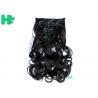 Black Curly Synthetic Clip In Hair Extensions Human Hair Wefts