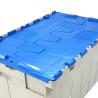 China Stackable FIRST 60L PP Plastic Moving Totes Storage Crate with Attached Lid Container wholesale
