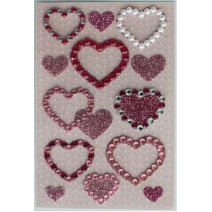 China Pearl Jewelry Rhinestone Heart Stickers Sheets For Stationery Silk Printing supplier