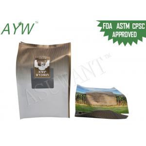 China Gravure Printing Brown Paper Coffee Bags / Green Tea Bags Block Bottom With Valve supplier