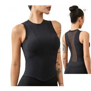 China Athletic Fitness Sportswear Womens Yoga Tank Tops Crop Hollow Out Mesh Shirts Vest Summer supplier