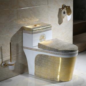China Luxury Bathroom Golden Single Piece Toilet Bowl Ceramic Sanitary Ware supplier