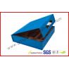 Sky Blue Print Rigid Board Packaging Boxes , Chocolate damask inner with Plastic