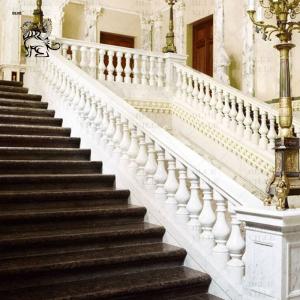 White Marble Stair Baluster Railing Designs Staircase Handrail Stone Balustrade Manufacturers Luxury Decoration
