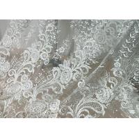 China Embroidered Floral Sequin Tulle Lace Fabric For Bridal Couture Polyester Nylon Material on sale