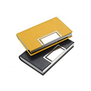 China Luxury PU Leather Magnetic Name Card Holder Debossing Logo Metal Card Case Wallet supplier