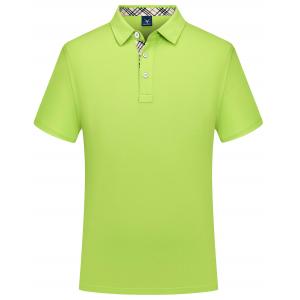 Plain Dyed Mens Polo Shirt Customized Fabric Green Breathable T Shirt