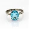 Sterling Silver Oval Blue Topaz Cubic Zirconia Ring Jewelry (F06)