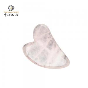China Heart Shaped Scraping Massage Tool Rose Quartz Pink Jade Stone supplier