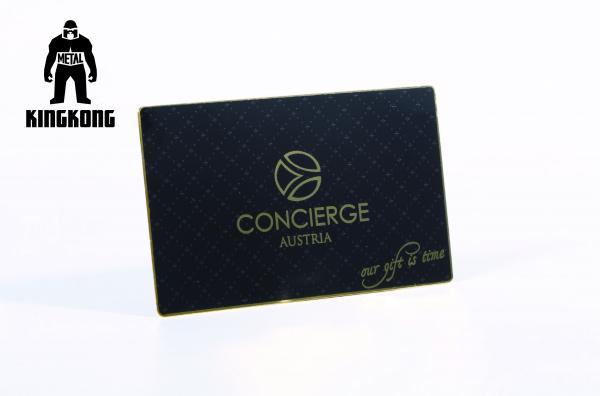 Rectangle Metal Gold Medal / CR80 Plated Matte Black Business Card With Etching