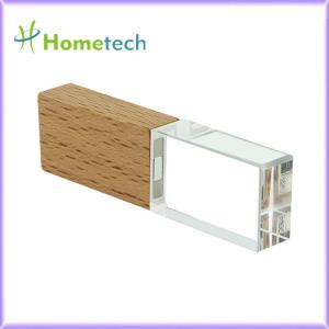 China Wood Crystal Transparent 32GB LED Light Pen Drive  New bamboo wood crystal usb flash drive memory stick supplier