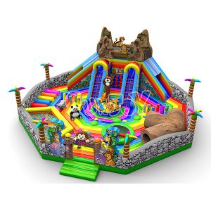 China Zoo Theme  Inflatable Playground Jumping Bouncy Castle With Slide on sale