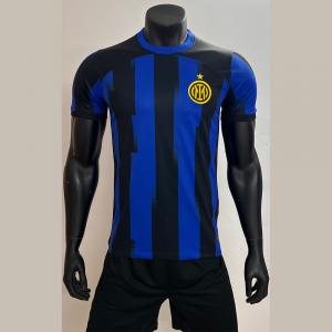 China Blue Black 100% Polyester Football Fan Jersey Resilient supplier