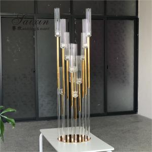 China Antique Metal And Crystal Candelabra Floor Clear Crystal Splicing 12 Pole Holder Tall supplier