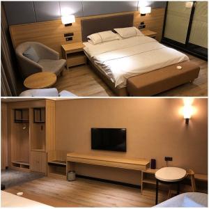 3 4 5 Star Luxury Wooden Bed With Nightstand Motel Hotel Resort Bedroom Furniture