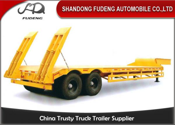 Double axles low bed truck semi-trailer low flatbed trailer spring suspension