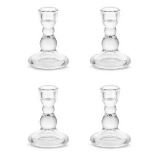 Glass Candle Holders for Candlestick 4pcs Taper Candlestick Holders Bulk Clear Candle Sticks Holder