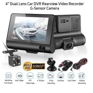 Wide Angle 4inch Digital Car DVR Three Lens Dash Cam Black Box Video Recorder G Sensor