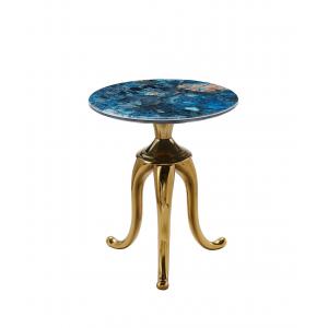 Stylish Tea Table with Metal Base The Perfect Blend of Form and Function