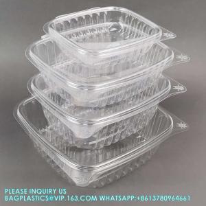 8oz 12oz 16oz 24oz 32oz 48oz Clear Plastic Pet Hinged Clamshell Fruit Salad Box Bowl Transparent Deli Container