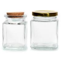 China 50ml 80ml Glass Tea Coffee Sugar Canisters Container With Metal Lid on sale
