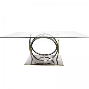 Polished Stainless Steel Dining Room Table With Glossy Finish