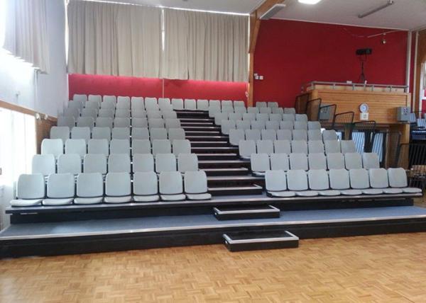 Smooth Running Indoor Retractable Bleacher Seating With Blow Mounded Construction