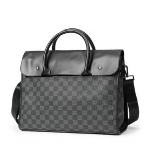 Classic Plaid Pattern Mens Business Briefcase for Business Trips and Laptop Storage