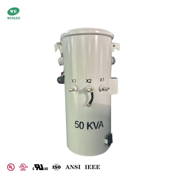 50kva  Power Pole Transformer Overhead Distribution Dual Windings  Transforme 4160Y To 120V UL Certified