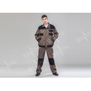 Dark Khaki Black Heavy Duty Work Suit Bib Pants Suit 80% Polyester 20% Cotton Twill