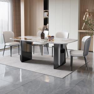 China Light Luxury Restaurant Square Marble Dining Tables Width 0.9m/1m supplier