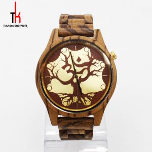 China Luxury brand natural zebral wood watch custom logo Japan movt quartz watch wood wrist watch for men supplier