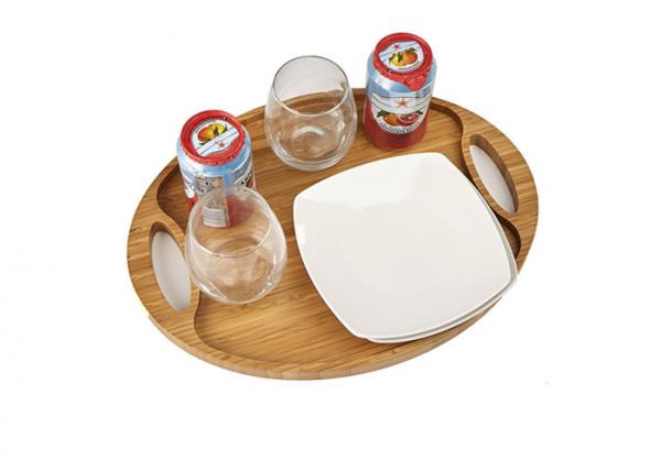 Oval Shape High Quality Bamboo wood serving tray with handles bamboo serving