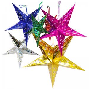 China 45CM Hanging Christmas Paper Star Lantern Pattern with Led Candle supplier
