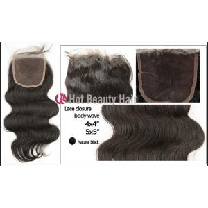 China 8 Inch Human Hair Top Closure Swiss Lace Dark Brown / Curly Hair Weaving supplier
