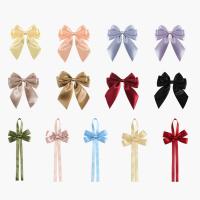 China Gold Pre Tied Satin Ribbon Bow With Elastic Loop Satin Ribbon For Gift Wrapping on sale