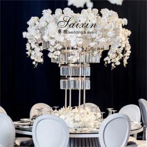 Table Tall Gold Wedding Crystal Centerpiece Gold 4 Layers Custom Metal 130x80cm