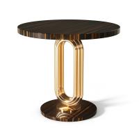 China Bright Gold Creative Lounge Side Table Metal Round Coffee Table For Hotel Office on sale