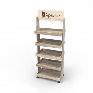 China Flexible Point Of Sales Displays Stores Wooden Wine Display Rack With Wheels supplier