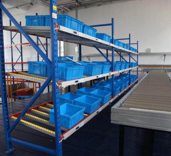 Department Store Display Carton Flow Shelving With Roller Dumbbell Wheel