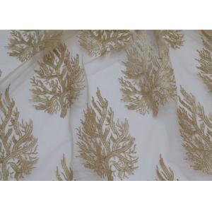 China Embroidered Tree Gold Sequin Lace Fabric By The Yard For Wedding Bridal Evening Dress supplier