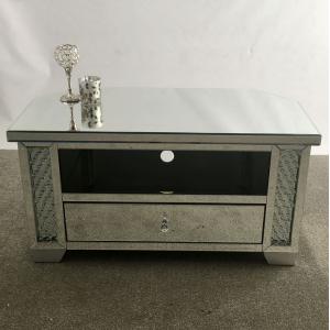 China Sparkly Mirrored Glass Floating Crystal 2 Drawers TV Cabinet Stand supplier