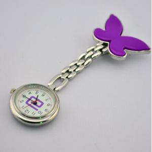 Fashion Butterfly Metal Nurse Doctor Watch Clip Nurse Hang Watch With White Face, Brand Your Own Logo,10 Colors Stock