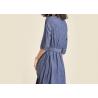 China 100% Cotton Belted Denim Dress Stripe Denim Button Through Long Skirt Indigo Color wholesale