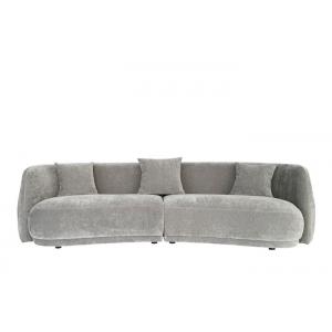 Wooden Legs Sectional Fabric Couch Webbing Frame Gray Fabric Sofa Set