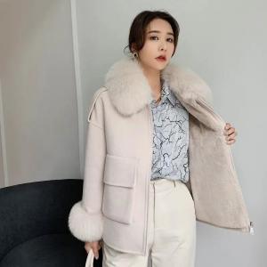 Korean Style Fox Fur Coat Fall Winter Short Women Genuine Wool Coat