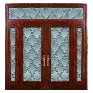 25.4MM 50MM Decorative Leaded Glass Triple Pane Windows For Noise Reduction Wooden Door