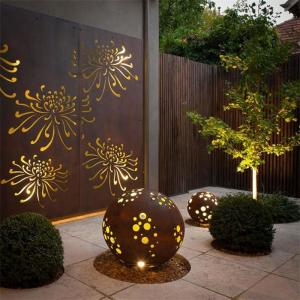 Laser Cut Outdoor Waratah Decorative Screen Corten Steel Light Feature Panel