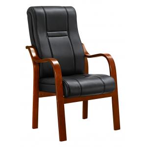 China Padded Office Conference Chairs , Luxury Leather Office Chair With Wood Arms supplier