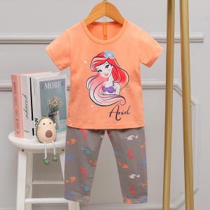 Princess Pattern Short Sleeve Pajama Set / Organic Childrens Pyjamas 95% cotton